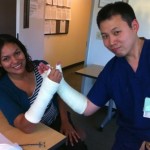 Drs. Maragh and Lee showing off their casting art