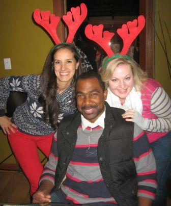 Class of 2014 colleagues at 2013 Christmas gathering, L to R: Eli Moreno, Telly Russell, Jennifer Pense